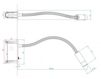 Specification image for Astro Leo Switched LED Wall Light