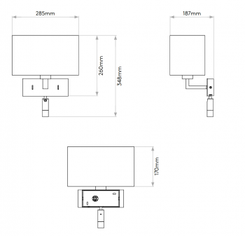 Specification image for Astro Park Lane Reader LED Wall Light