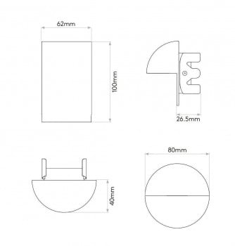 Specification image for Astro Tivola LED Wall Light