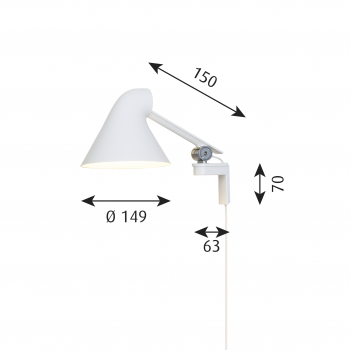 Specification image for Louis Poulsen NJP LED Wall Lamp