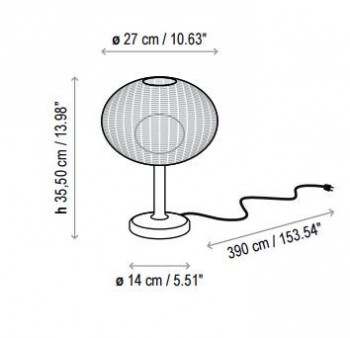 Specification Image for Bover Garota M/36 Outdoor LED Table Lamp