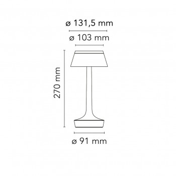 Specification image for Flos Bon Jour Unplugged LED Table Lamp