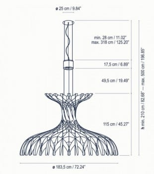 Specification Image for Bover Dome 180 Pendant