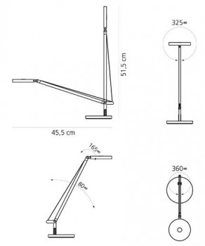 Specification image for Artemide Demetra Micro LED table lamp