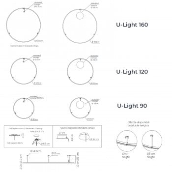 Specification image for Axolight U-Light UL LED Wall Light