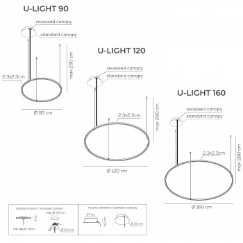 Specification image for Axolight U-Light ULA LED Suspension