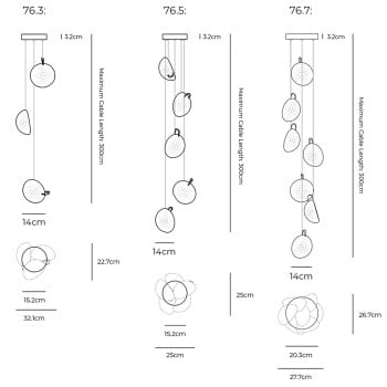 Specification Image for Bocci 76 Series Multi Pendants