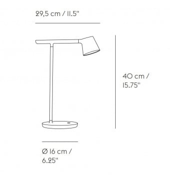 Specification image for Muuto Tip LED Table Lamp