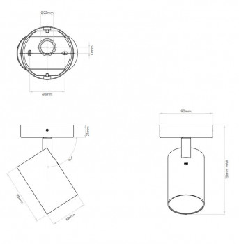 Specification image for Astro Aqua Single Wall/Ceiling Light