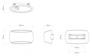 Specification image for Astro Aria 300 Wall Light