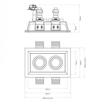 Specification image for Astro Blanco Twin Recessed Downlight