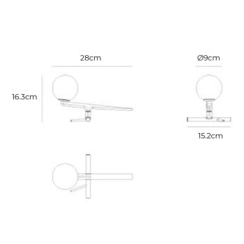 Specification Image for Artemide Yanzi LED Table Lamp