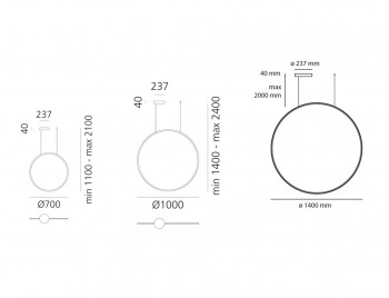 Specification image for Artemide Discovery Vertical LED Suspension