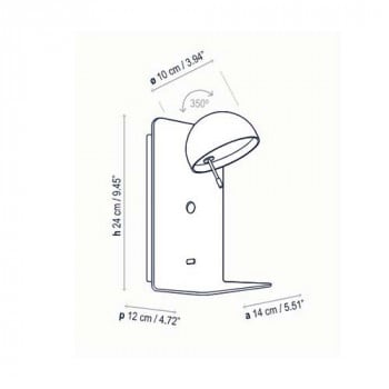Specification Image for Bover Beddy A/02 LED Wall Light