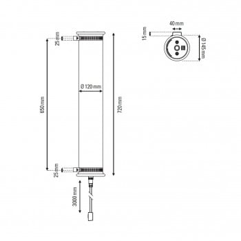 Specification image for DCW éditions In The Tube 120-700 Wall Light