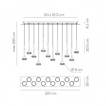 Specification image for Axolight Fairy 12 R LED Suspension