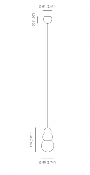 Specification image for Michael Anastassiades Ball Light Pendant Rod Large