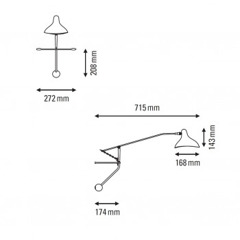 Specification image for DCW éditions Mantis BS2 Mini LED Wall Light