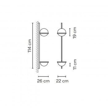 Specification image for Vibia Palma 3714 LED Wall Light