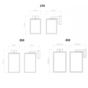 Specification image for Astro Box Lantern Wall Light