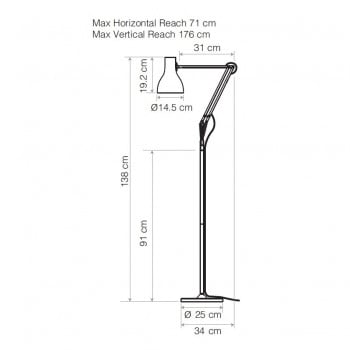 Specification image for Anglepoise Type 75 Margaret Howell Floor Lamp