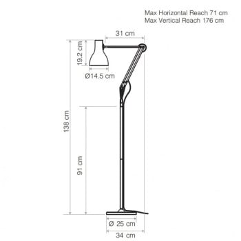 Specification Image for Anglepoise Type 75 Margaret Howell Floor Lamp
