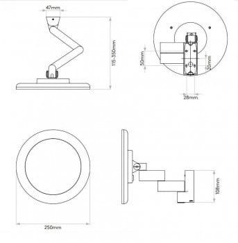 Specification image for Astro Niimi Round LED Mirror Light