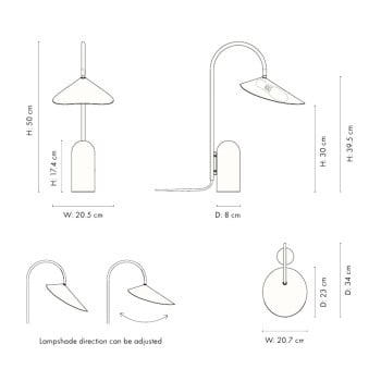 Specification image for Ferm Living Arum table lamp