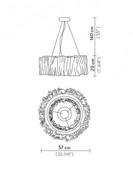 Specification image for Slamp Accordeon LED suspension light