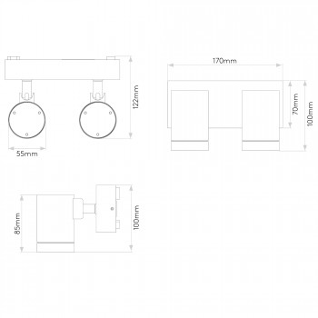 Specification image for Astro Bayville Twin Spot LED Light