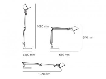 Specification image for Artemide Tolomeo Mini LED Table Lamp 