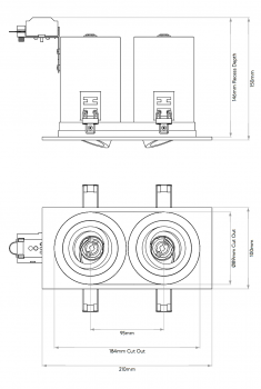 Specification image for Astro Taro Twin Fire Rated Recessed Light 