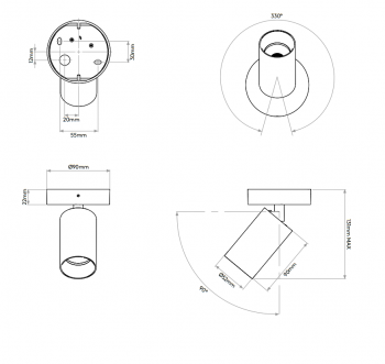 Specification image for Astro Can 50 Single LED Spotlight