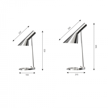 Specification image for Louis Poulsen AJ Table Lamp Stainless Steel