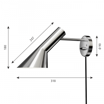 Specification image for Louis Poulsen AJ Wall Light Stainless Steel