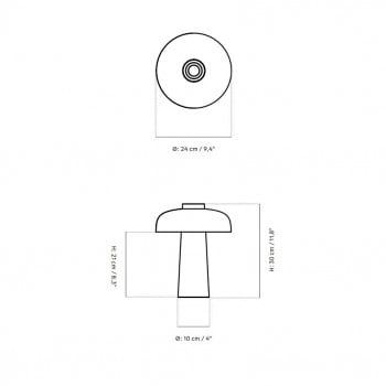 Specification image for Audo Copenhagen Reverse LED Table Lamp