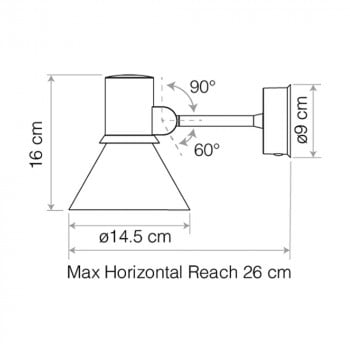 Specification image for Anglepoise Type 80 W1 Wall Lamp