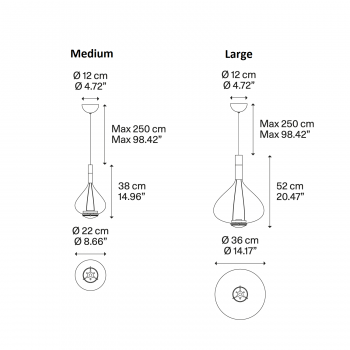 Specification image for Lodes Sky-Fall LED Pendant 