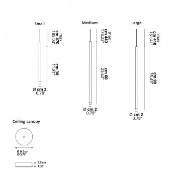 Specification image for Lodes A-Tube Nano LED Pendant