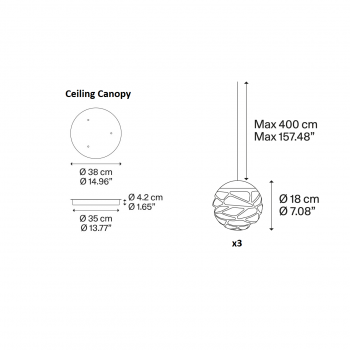 Specification image for Lodes Kelly Cluster Sphere LED Trio