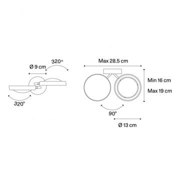 Specification Image for Lodes Nautilus LED Wall Light