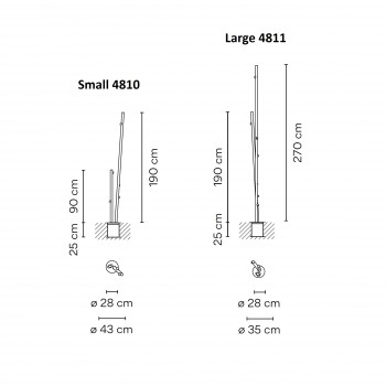 Specification image for Vibia Bamboo Double LED Outdoor Floor Lamp