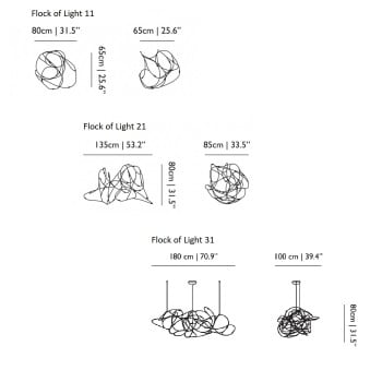 Specification image for Moooi Flock of Light LED Suspension