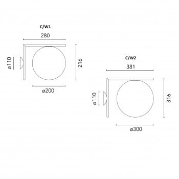 Specification image for Flos IC Outdoor Wall/Ceiling Light