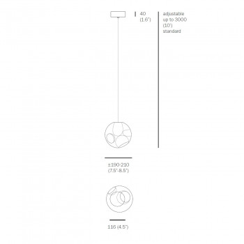 Specification image for Bocci 38.1V Single Pendant