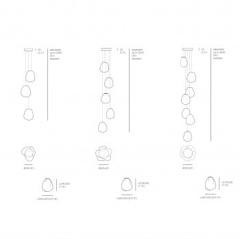 Specification image for Bocci 73V Series Multi Pendant