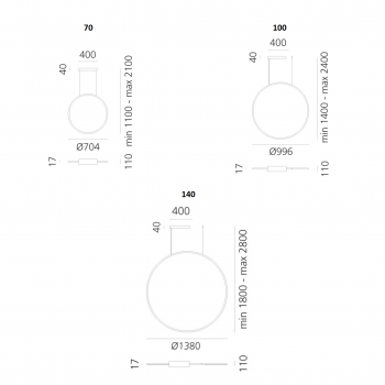 Specification image for Artemide Discovery LED RBGW App Compatible Suspension
