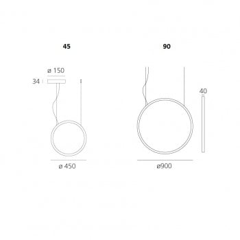 Specification image for Artemide "O" LED Suspension