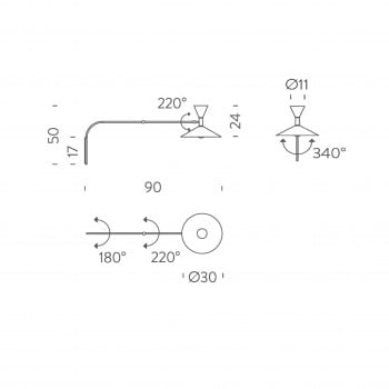 Specification image for Nemo Lighting Lampe de Marseille Mini Wall Light