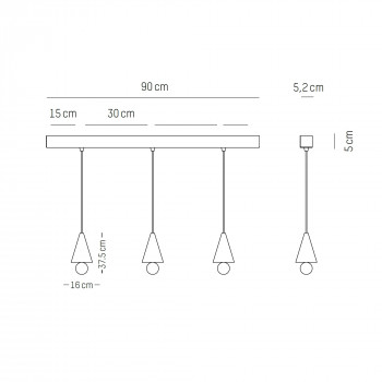 Specification image for Petite Friture Cherry LED Linear Pendant